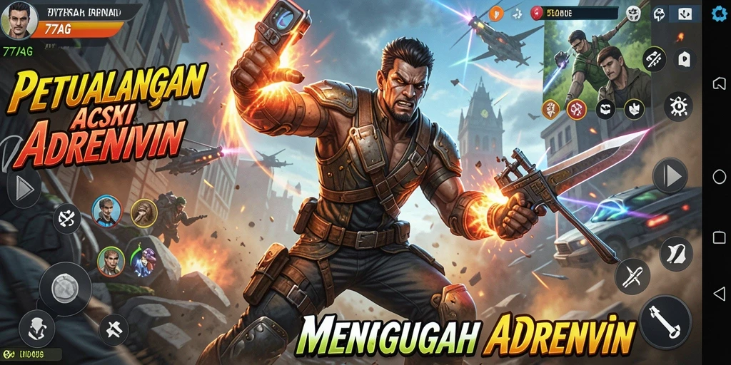 Tampilan aksi seru dalam gameplay game 77AG.