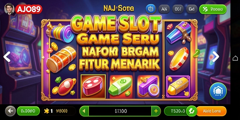 Tampilan gameplay Slot AJO89 yang seru dan penuh warna.