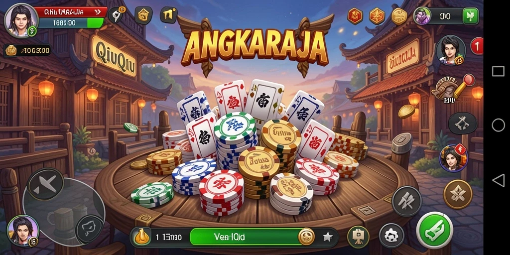 Screenshot utama ANGKARAJA dengan gameplay QiuQiu yang mendebarkan.