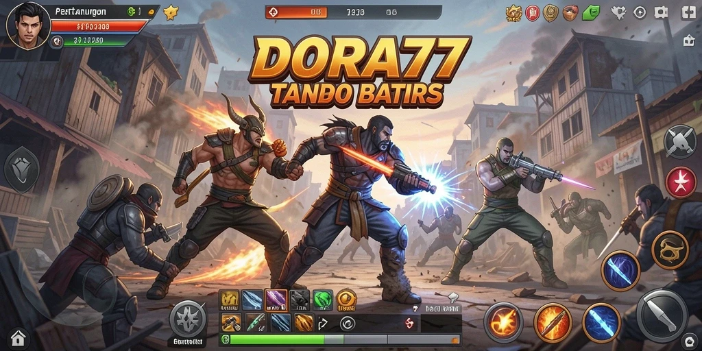 Tangkapan layar DORA77 menunjukkan aksi pertarungan yang mendebarkan.