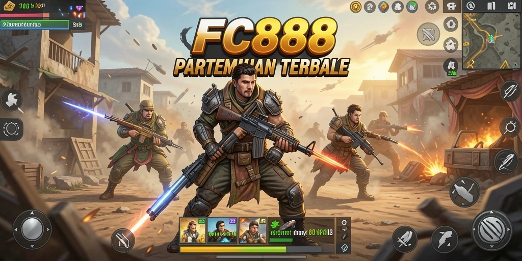 Screenshot gameplay FC888 dengan aksi pertempuran Battle Royale menegangkan.