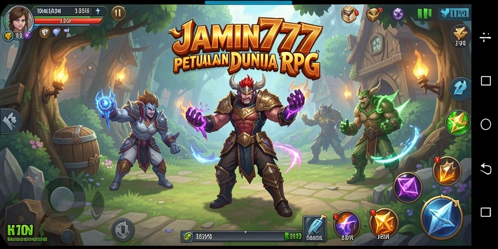 Tangkapan layar menunjukkan pertempuran epik dalam dunia fantasi RPG.