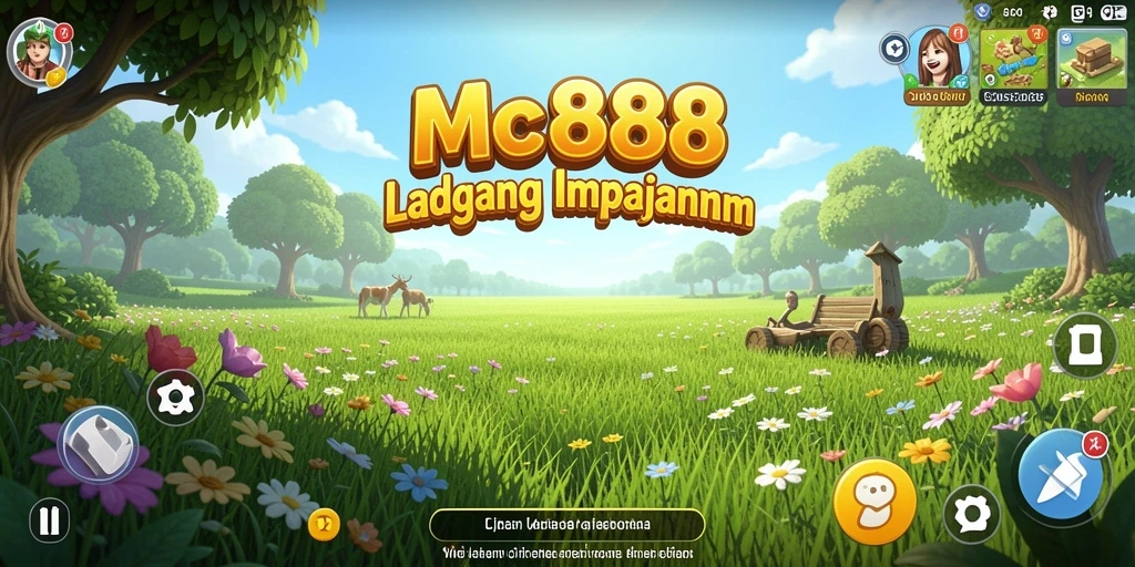 Screenshot utama MC888 menunjukkan gameplay bertani yang seru dan interaktif.