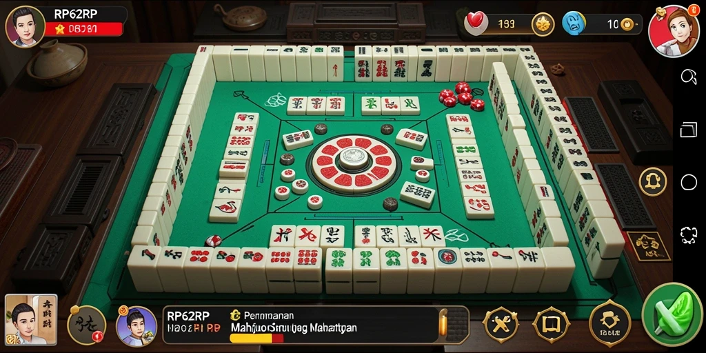 Tangkapan layar permainan RP62RP dengan grafis Mahjong yang menarik.