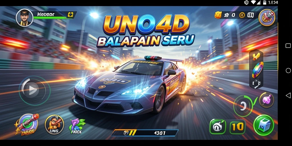 Tampilan gameplay Racing yang mendebarkan di UNO4D.
